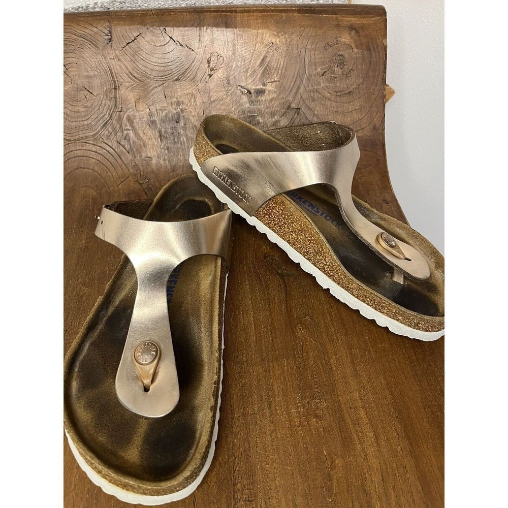 Birkenstock Metallic Rose Gold Gizeh Sandal Thong Size 37 Or Women’s 7